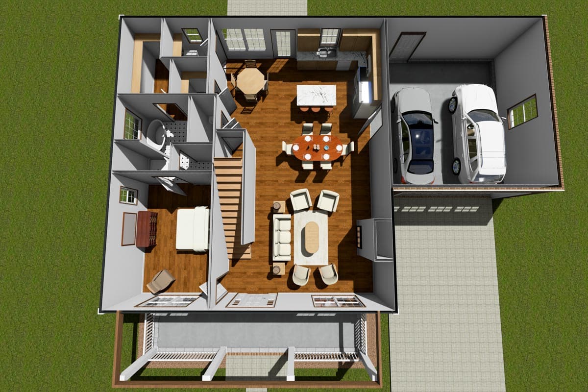 Plan 52252WM: 3 Bed Bungalow with Attached 2-Car Garage - 1717 Sq Ft - Image #8 - Bungalow, Cottage, Country