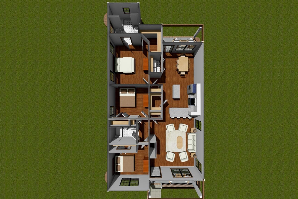 Plan 52253WM: 3 Bed Cottage with Options - 1397 Sq Ft - Image #8 - Cottage, Country