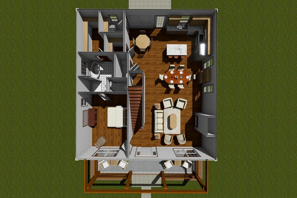 Plan 52254WM: Cozy 3 Bed Bungalow House Plan - Image #9 - Cottage, Country