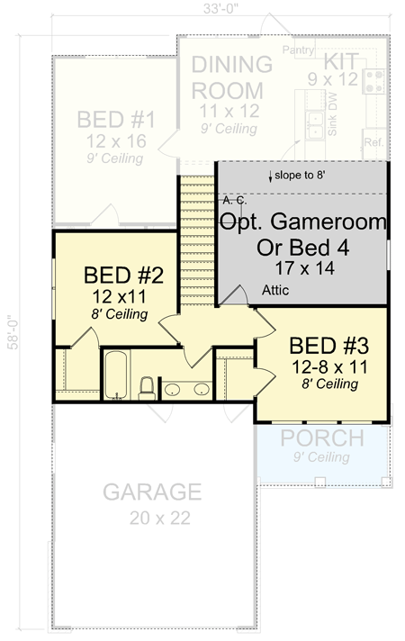 Plan 52259WM: Optional Game Room or Fourth Bedroom - Floor Plan - 2nd Floor - Traditional