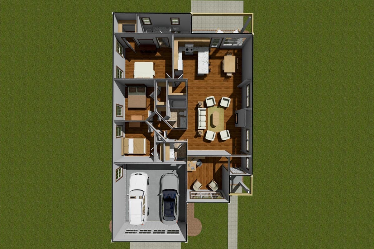 Plan 52263WM: Three Bedroom House Plan with a Plus a Home Office / Study - 1545 Sq Ft - Image #8 - Cottage, Southern