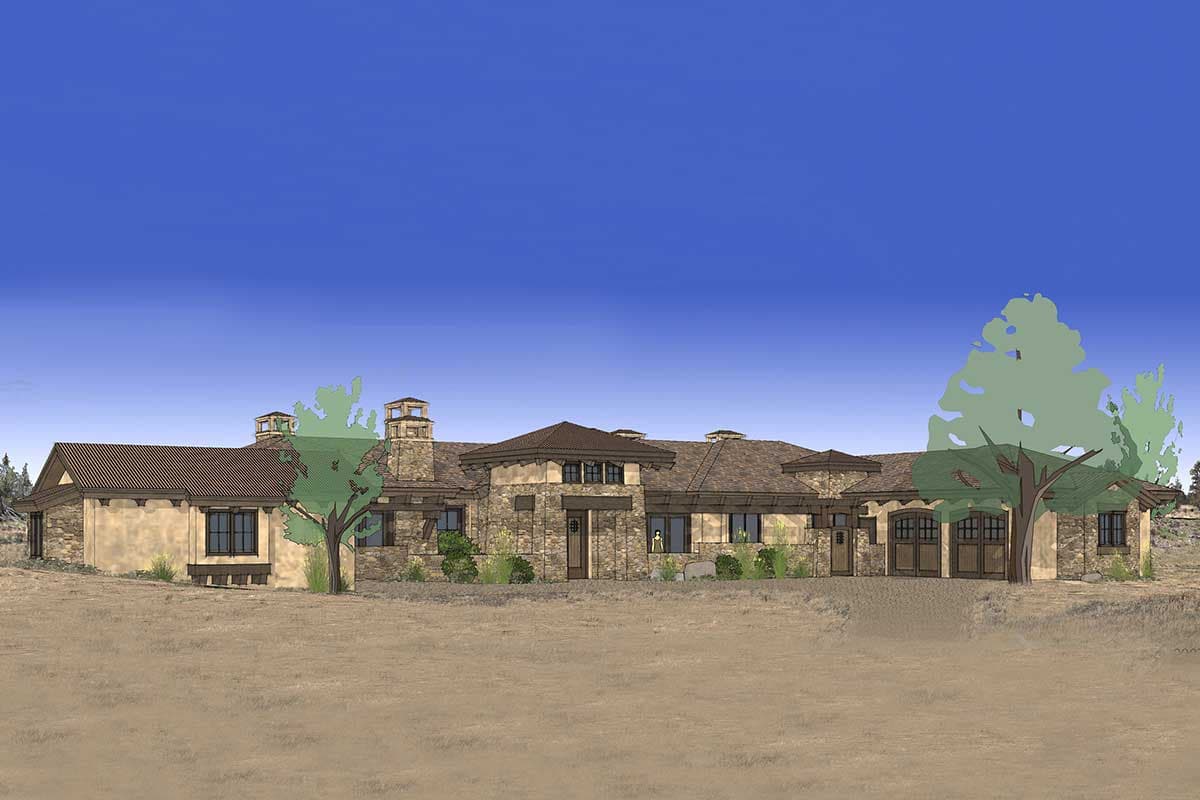 Plan 54208HU: Striking Tuscan Home with Vaulted Great Room - Image #6 - European, Mid Century Modern, Ranch, Tuscan