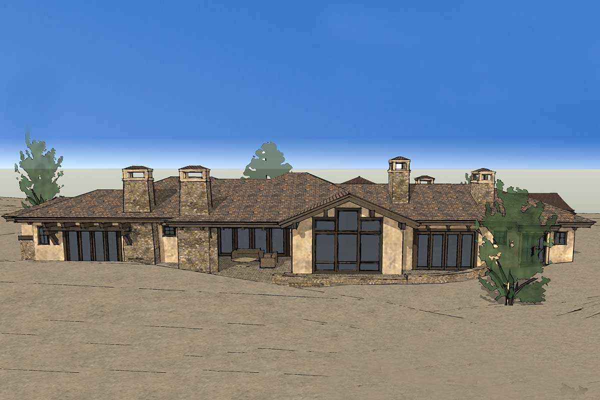 Plan 54208HU: Striking Tuscan Home with Vaulted Great Room - Image #7 - European, Mid Century Modern, Ranch, Tuscan