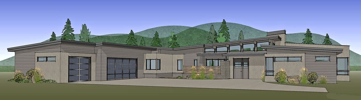 Plan 54222HU: Striking Modern House Plan with Game Room - 3312 Sq Ft - Image #55 - Contemporary, Mid Century Modern, Modern