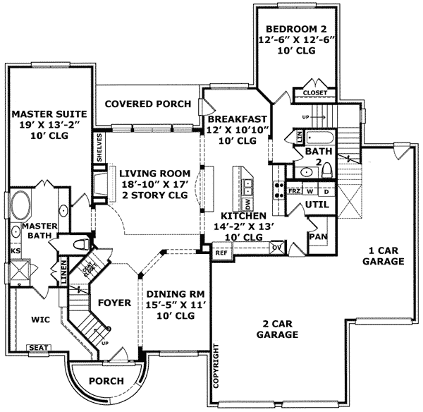 Plan 5493LK: Stone Turret Exudes Character - Floor Plan - Main Level - European