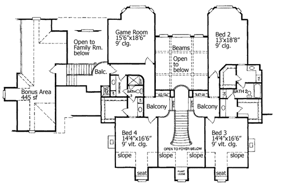 Plan 5499LK: Grand Foyer - Floor Plan - 2nd Floor - Country, Farmhouse, Southern