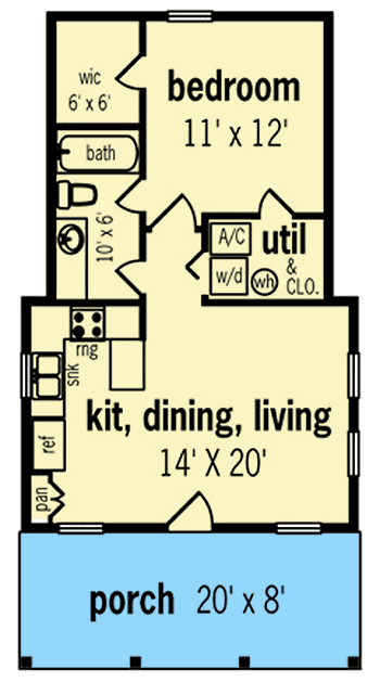 Plan 55108BR: Compact Cabin - Floor Plan - Main Level - Cabin, Cottage, Southern, Vacation
