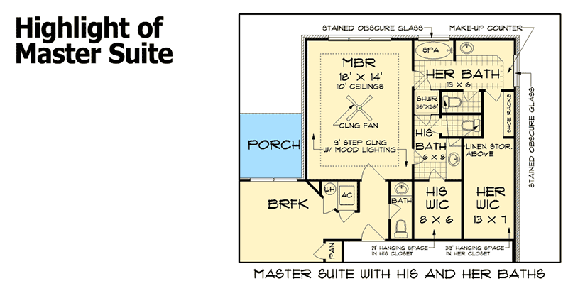 Plan 55137BR: His and Her Bathrooms - Floor Plan - Optional - European, Tudor