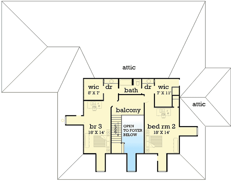 Plan 55143BR: Grand Receiving Porch - Floor Plan - 2nd Floor - Country, Southern
