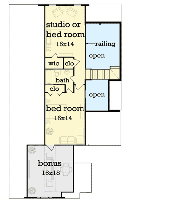 Plan 55172BR: Open and Bright 3 Bed Home Plan - Floor Plan - 2nd Floor