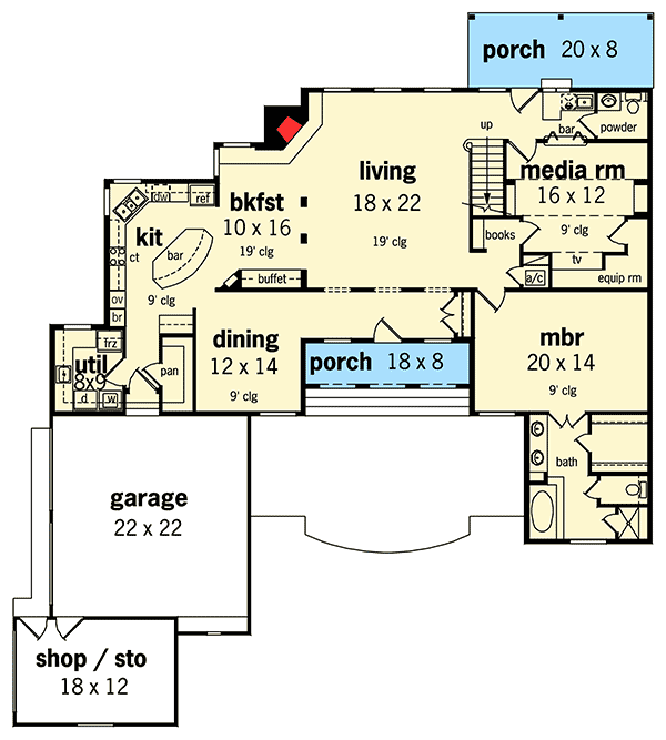 Plan 55173BR: Luxury Home with Home Theater - Floor Plan - Main Level - European, Traditional
