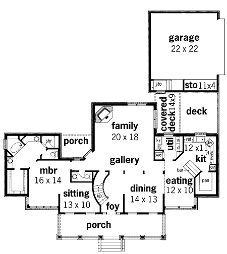 Plan 5552BR: Porches and Decks - Floor Plan - Main Level - Country, Southern
