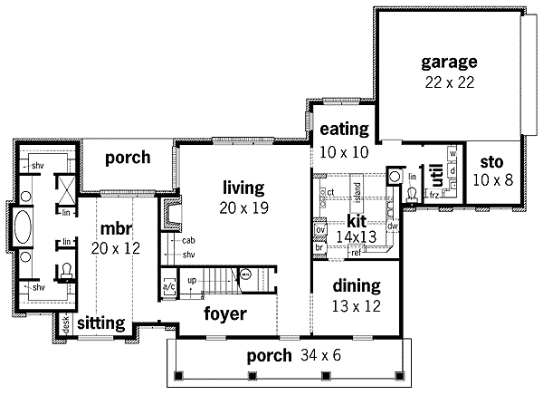 Plan 5560BR: Southern Splendor - Floor Plan - Main Level - Southern, Southern Traditional