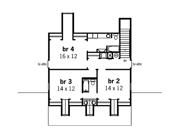 Plan 5567BR: Symmetrical Creole - Floor Plan - 2nd Floor - Country, Traditional