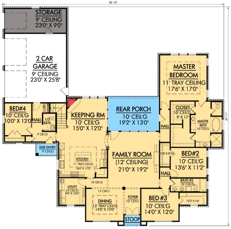 Plan 56348SM: Spacious French Country Home Plan - Floor Plan - Main Level - Acadian, European, French Country, Louisiana-Style, Southern