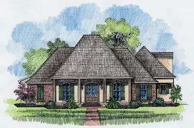 French Country Home Plan with Office