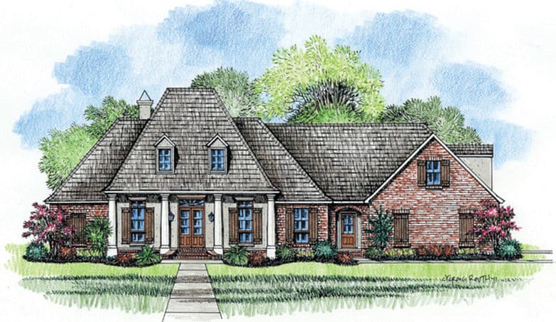 Plan 56352SM: French Country Home Plan With Bonus Room - Image #10 - Acadian, European, French Country, Louisiana-Style, Southern