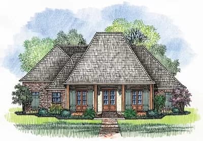 French Country Home Plan with Separate Guest Wing - 2382 Sq Ft