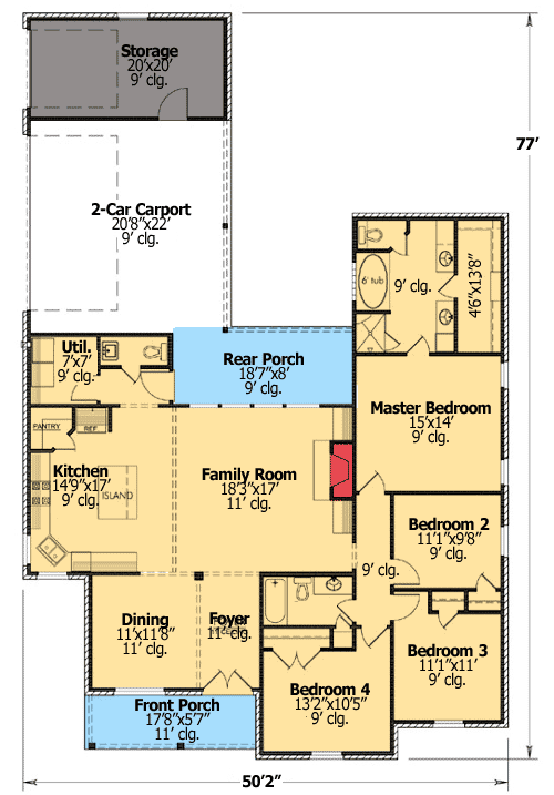 Plan 56356SM: Louisiana Style - Floor Plan - Main Level - Acadian, European, French Country, Louisiana-Style, Southern