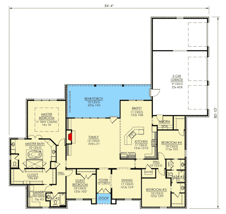 Plan 56359SM: Regal French Country Home Plan - Floor Plan - Main Level - Acadian, European, French Country, Louisiana-Style, Southern