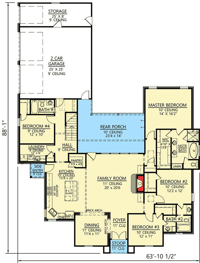 Plan 56389SM: 4 Bed French Country Classic - Floor Plan - Main Level - European, French Country