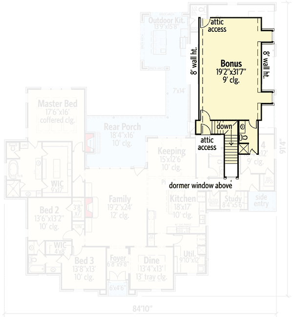 Plan 56400SM: 4 Bed French Country with Outdoor Kitchen - Floor Plan - Bonus - European, French Country, Southern