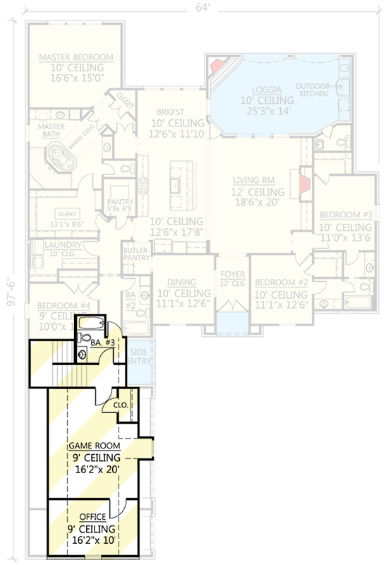 Plan 56401SM: French Country with Outdoor Entertaining - Floor Plan - Bonus - European, French Country, Southern