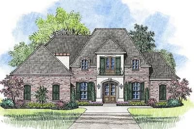 4 Bed French Country Home Plan with Bonus Room