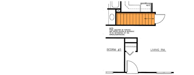 Plan 57008HA: Peaceful Shaded Front Porch - Floor Plan - Basement Stairs - Country, Ranch