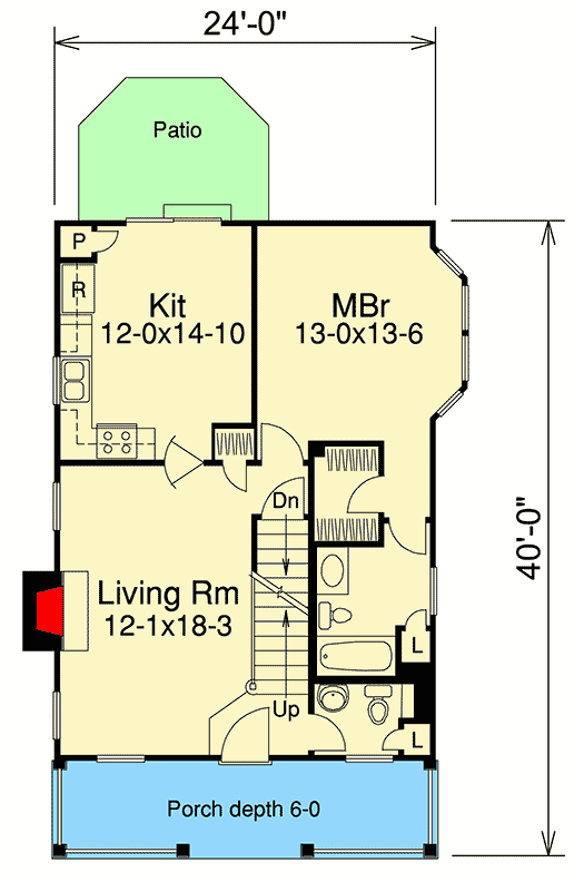 Plan 57027HA: Country Appeal for a Small Lot - Floor Plan - Main Level - Cottage, Country