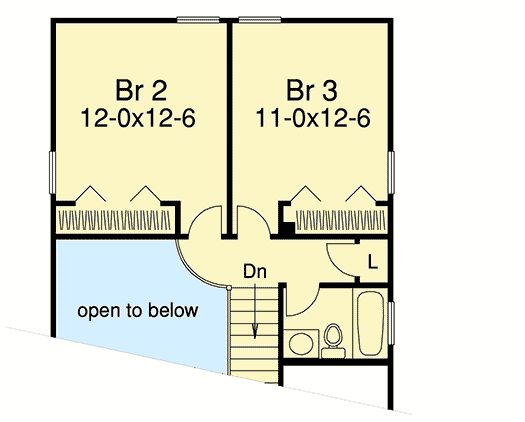 Plan 57027HA: Country Appeal for a Small Lot - Floor Plan - 2nd Floor - Cottage, Country