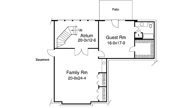 Plan 57033HA: Three Atrium Balconies - Floor Plan - Basement - Country, Ranch
