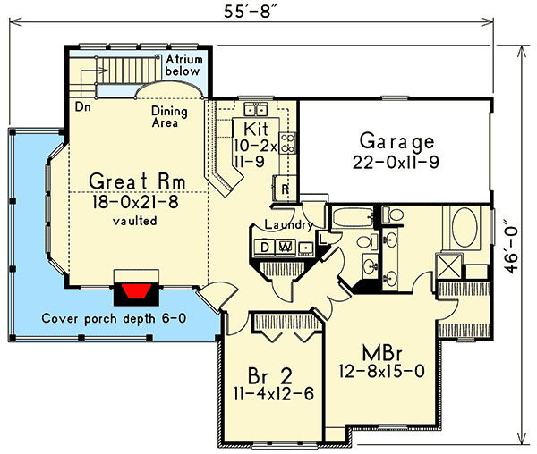 Plan 5709HA: Tranquility of an Atrium Cottage - Floor Plan - Main Level