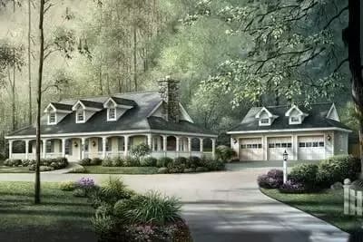 Country Ranch with Detached Three-Car Garage