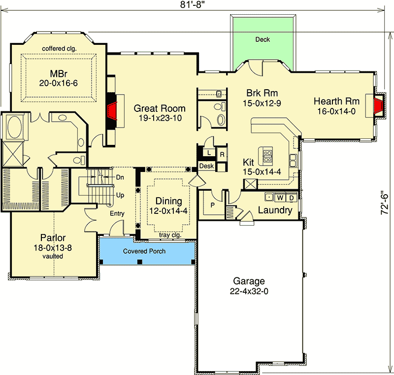 Plan 57102HA: Timeless Exterior - Floor Plan - Main Level - European, Traditional