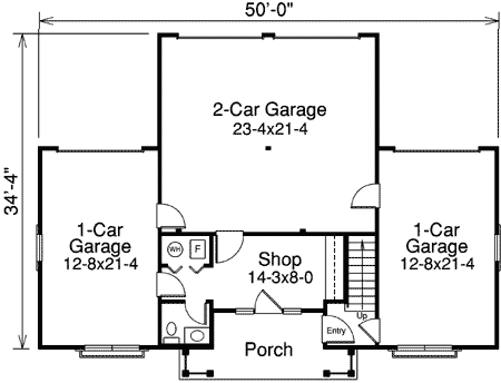 Plan 57113HA: Four-Car Apartment Garage With Shop - Floor Plan - Main Level - Carriage
