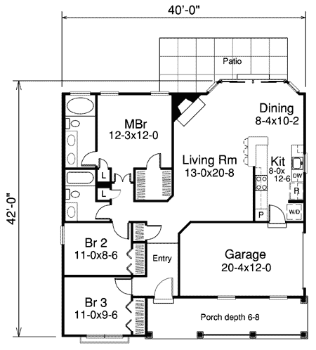 Plan 57123HA: Affordable Ranch Home Simplicity - Floor Plan - Main Level - Ranch