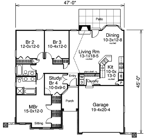 Plan 57131HA: French Country Style Home Plan For A Narrow Lot - Floor Plan - Main Level - European