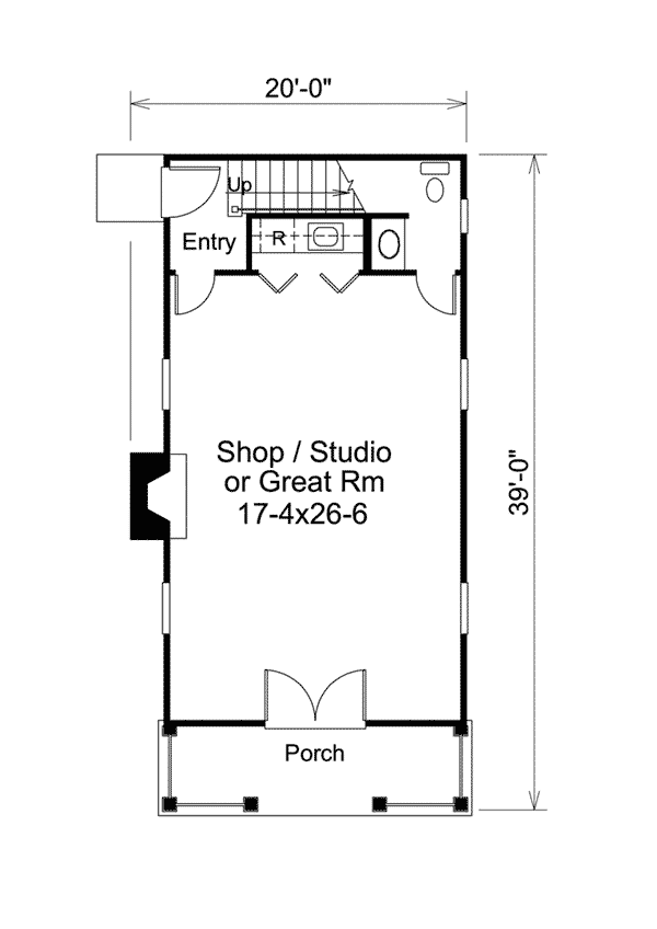 Plan 57148HA: Narrow Escape - Floor Plan - Main Level - Cottage, Vacation