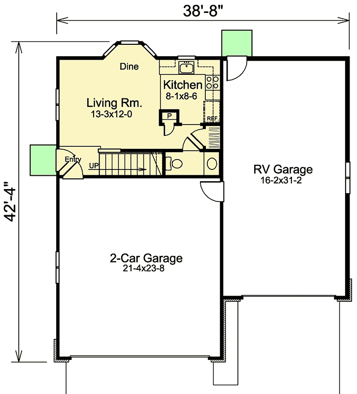 Plan 57157HA: Apartment Garage Plus RV Storage - Floor Plan - Main Level - Carriage