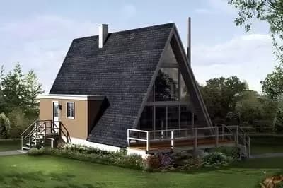 A-Frame House Plan with 2-Story Living Room - 1106 Sq Ft