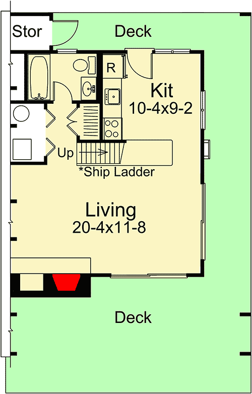 Plan 57206HA: Terrific A-Frame Design Loaded With Living Spaces - Floor Plan - Main Level - A-Frame, Mountain, Vacation
