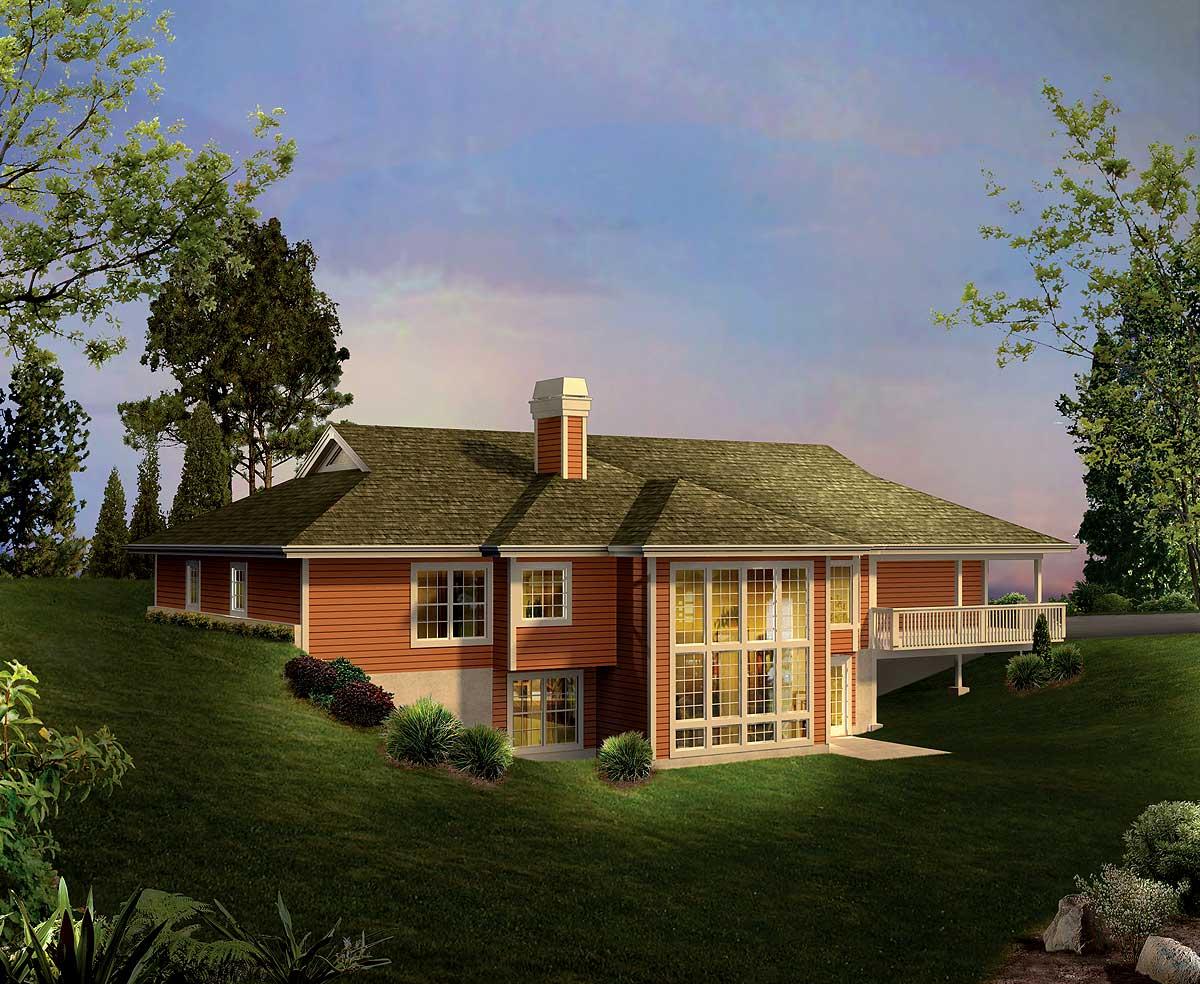 Plan 57231HA: Ranch Home with Atrium Windows - Image #4 - Ranch