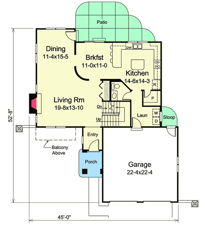 Plan 57265HA: Narrow Lot Tudor Home Plan - Floor Plan - Main Level - European, Tudor