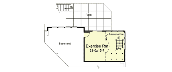 Plan 57286HA: Unique Master Suite with Atrium Exercise Room - Floor Plan - Basement - Traditional