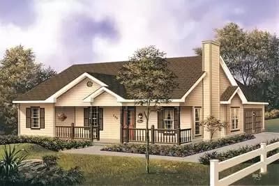 3-Bed Starter Home Plan with Large Front Porch