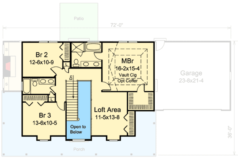 Plan 57304HA: Country Home with Wrap-Around Porch - Floor Plan - 2nd Floor - Country, Farmhouse, Traditional