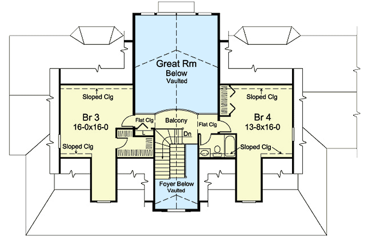 Plan 57308HA: Wraparound Porch and a Country Kitchen - Floor Plan - 2nd Floor - Country