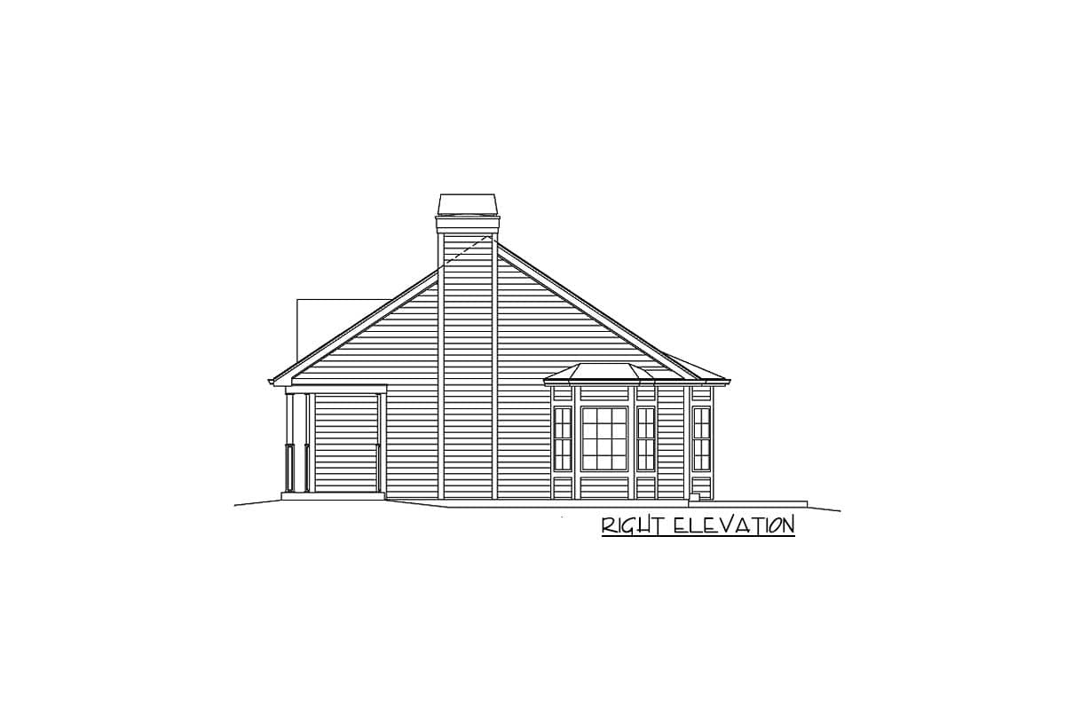 Plan 57313HA: One-Story House Plan with 3 Bedrooms - 1308 Sq Ft - Image #5 - Cottage, Country, Ranch, Traditional