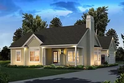 One-Story House Plan with 3 Bedrooms - 1308 Sq Ft